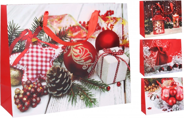 Papieren cadeautas M kerst 26 × 32 × 10 cm