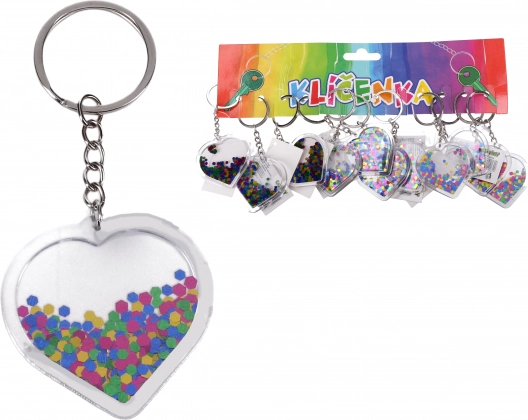 Acryl sleutelhanger met glitters – hart