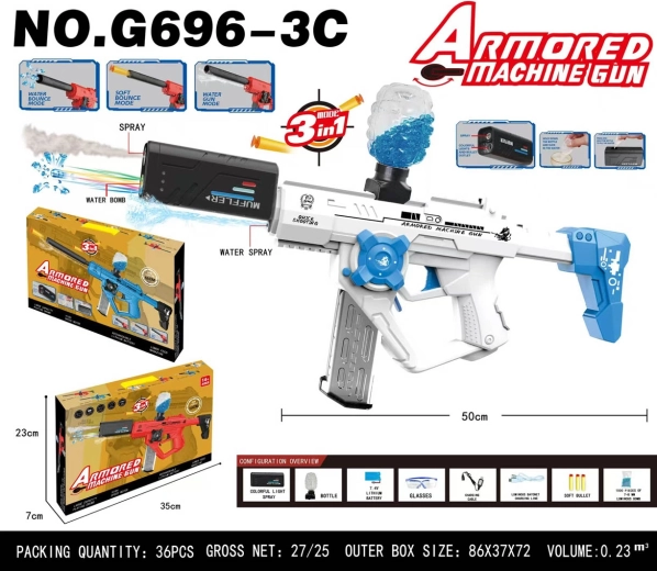 Wit pistool voor gelwaterbolletjes 3-in-1 met rookeffect - 1 stuk