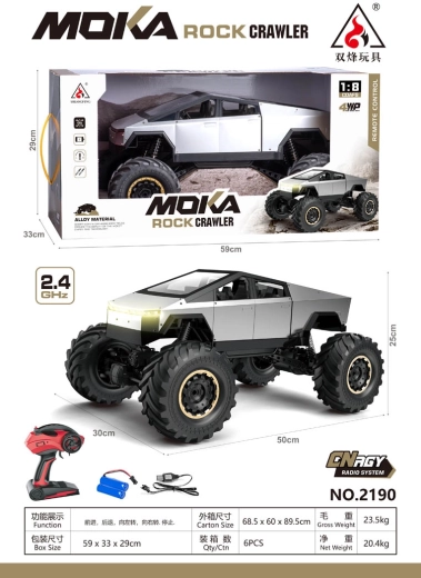 Op afstand bestuurbare terreinwagen Rock Crawler Truck zilver 1:8