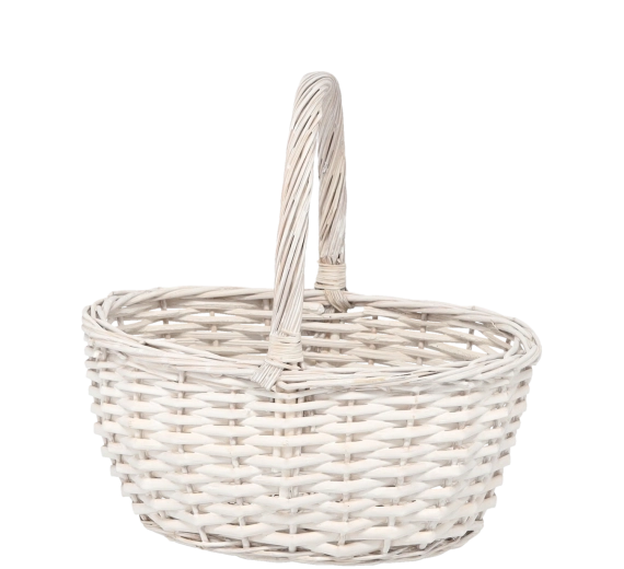 Witte rieten mand met handvat 37 × 29 × 17 cm