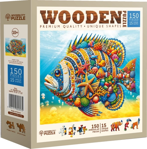 Houten puzzel Modieuze vis 150 stukjes
