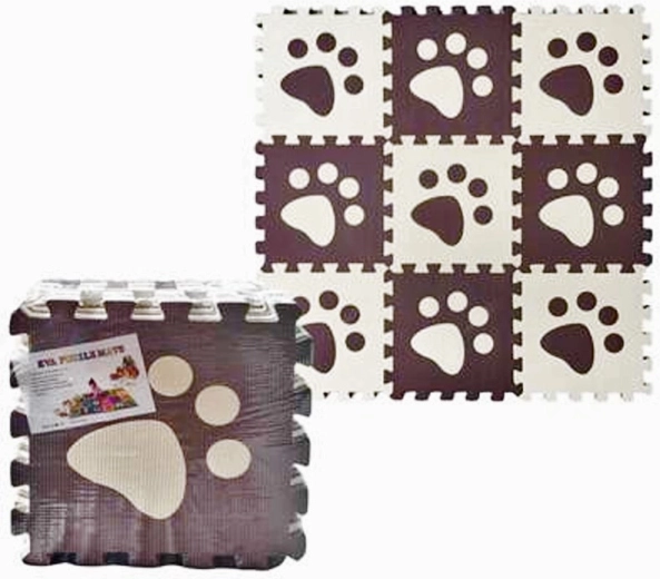 Schuimpuzzel Pootafdrukken 30 × 30 cm, set van 9 stuks