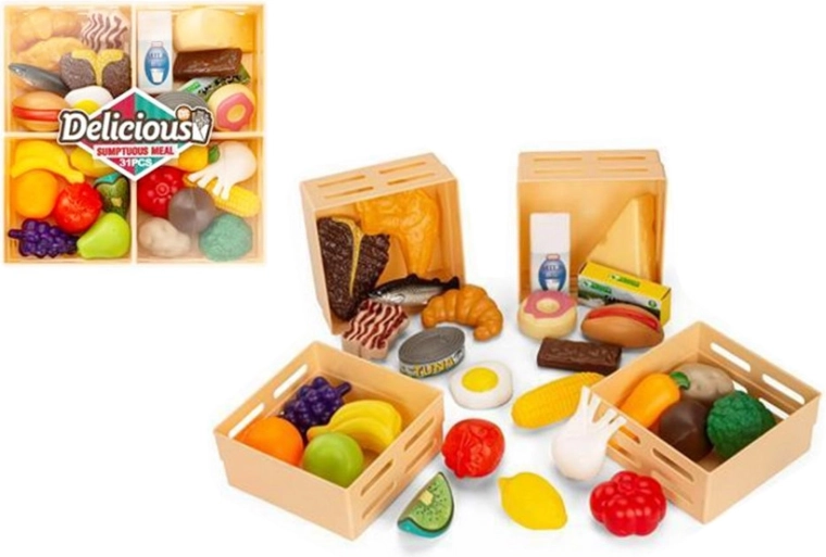 Groenteset voor de kinderkeuken in krat