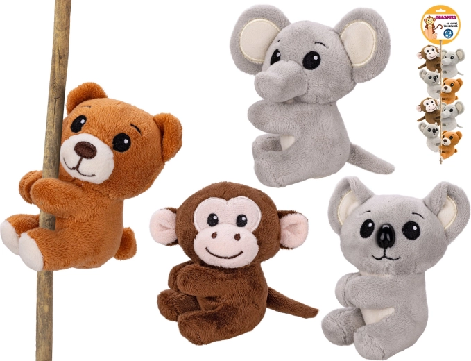 Pluchen safari diertje met clip 8 cm