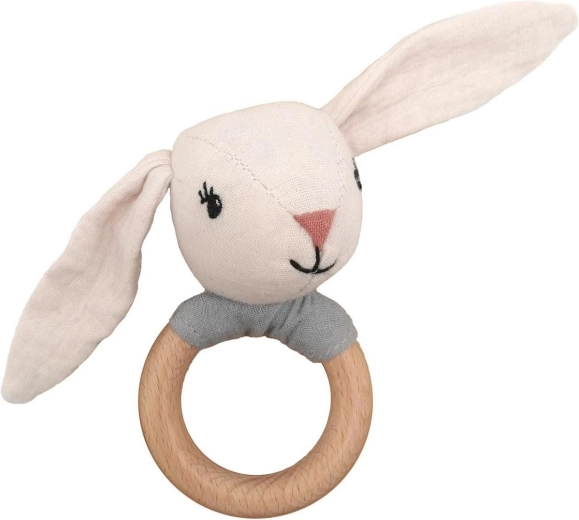 Mealini rammelaar met houten ring haas Hugo