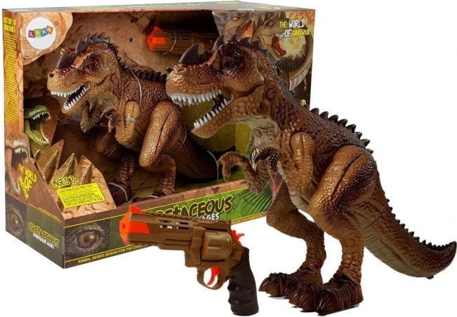 Interactieve Tyrannosaurus rex met stoom, licht en geluid + pistool
