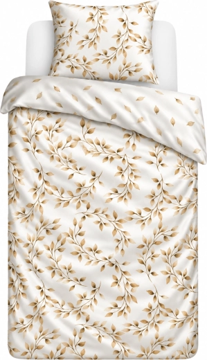 Katoensatijnen beddengoed MILAGRO VERDE takjes beige-wit 140 × 200 cm