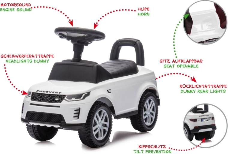 Loopauto en loopwagen Land Rover Discovery 2 in 1 wit