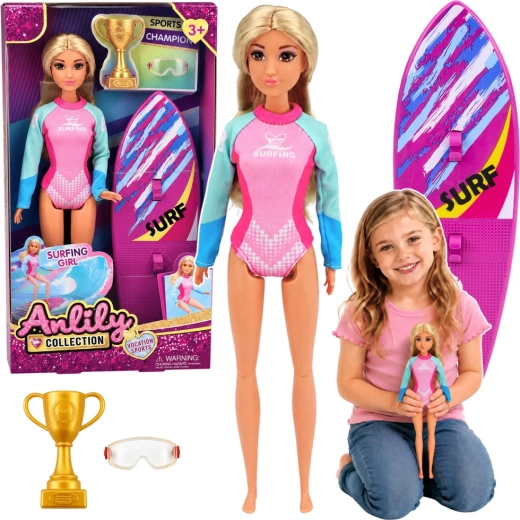 Anlily-pop surfster met surfplank en accessoires
