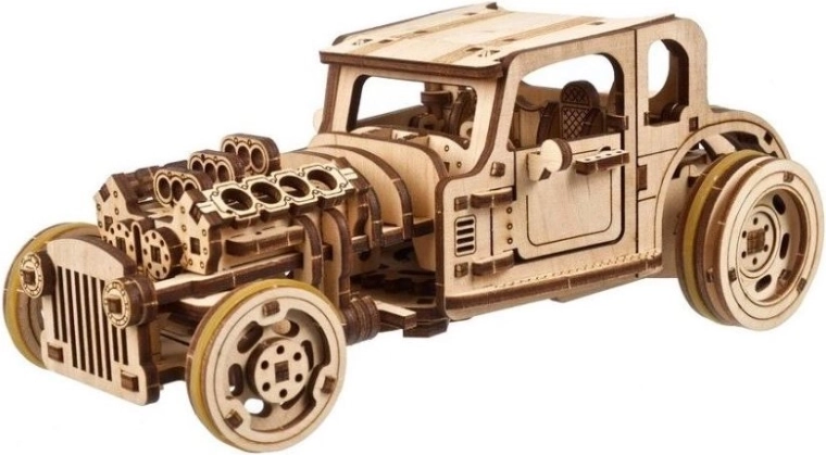 Ugears 3d houten mechanische puzzel hot rod furious mouse