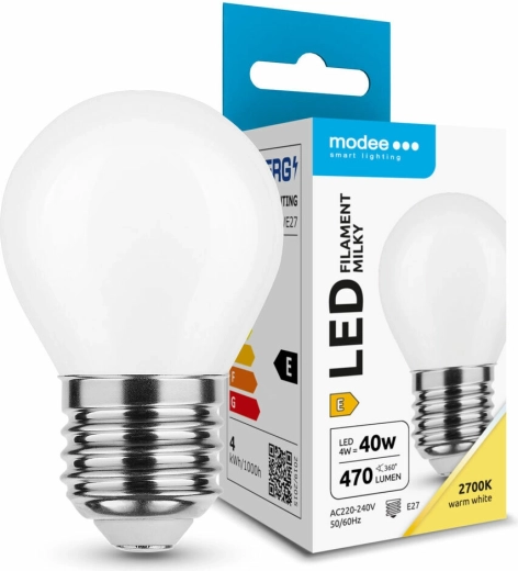 Modee LED-filamentlamp milky globe mini G45 4 W E27 2700 K - 1 stuk