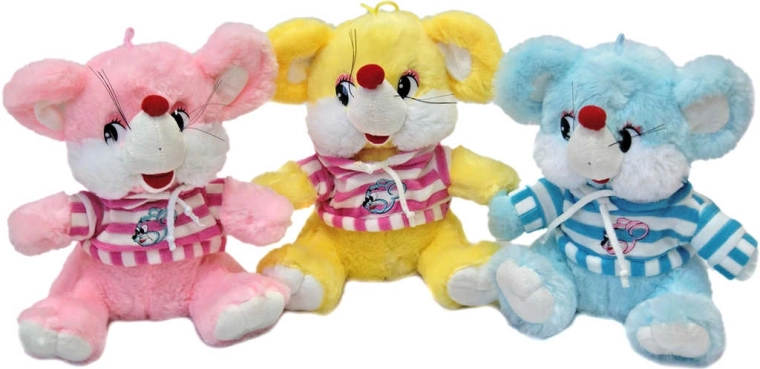 Pluchen muis in gestreept T-shirt 36 cm - 1 stuk