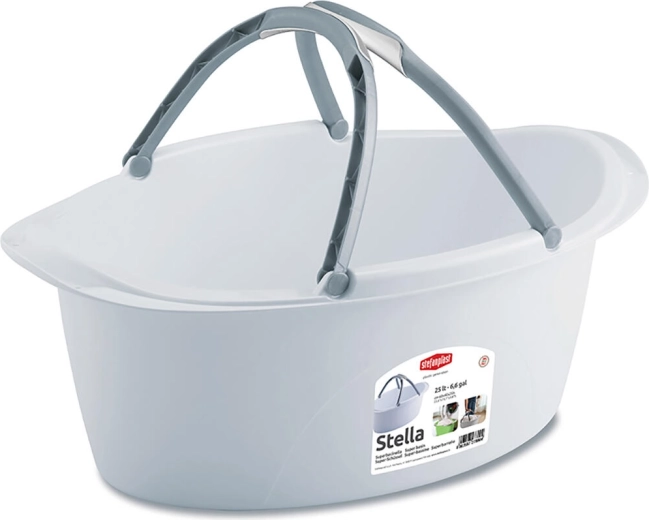 Ovale plastic wastobbe STELLA 60 × 40 cm, 25 l, met handgrepen