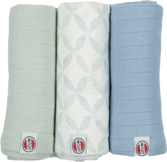 Lodger swaddler Solid matcha peppermint - set van 3 stuks (70 × 70 cm)