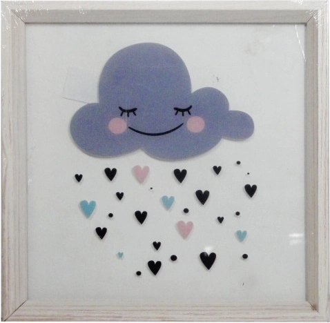 Schilderij met glimlachend wolkje 30 × 30 cm in lijst
