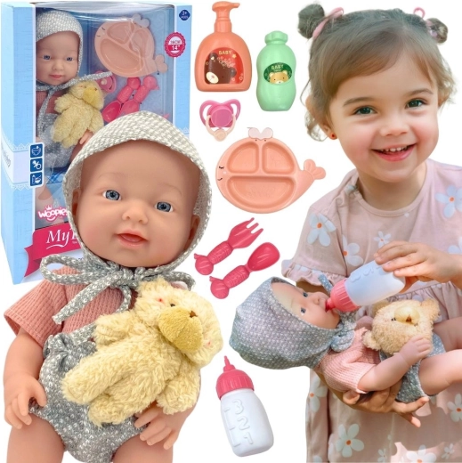 WOOPIE ROYAL babypop 36 cm in berenoutfit met voedingsaccessoires