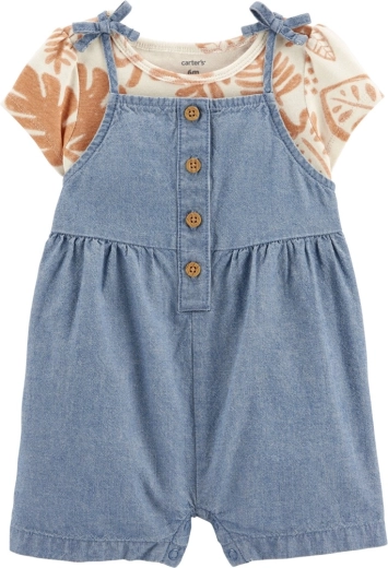 Carter's 2-delige set: T-shirt met korte mouwen en bretelshort brown leaves voor meisjes