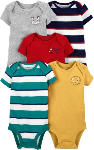 Carter's katoenen babyromper met korte mouw Stripe voor jongens, 5 stuks, maat 56