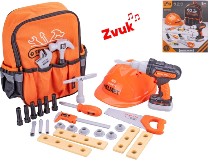 Kindergereedschapsset met accuboormachine en rugzak, 28 stuks