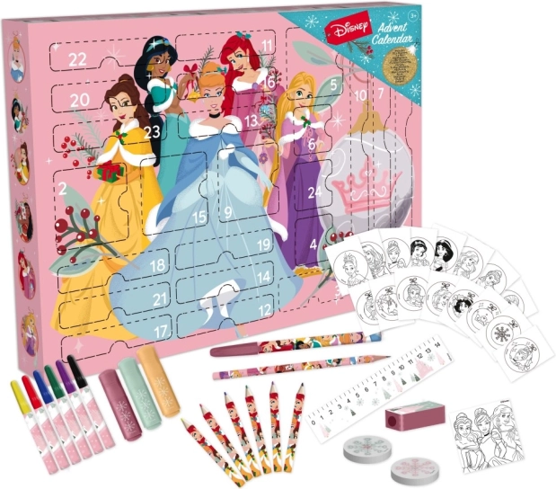 Adventskalender Disney Prinsessen – creatieve schrijfwaren set
