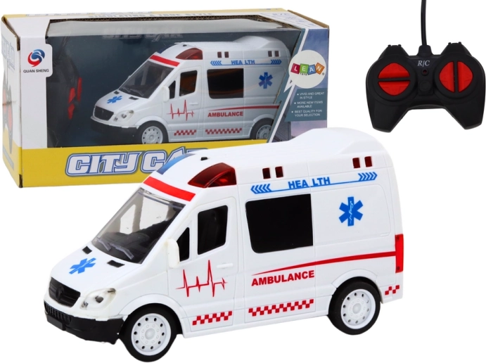 RC ambulance met afstandsbediening met lichten en geluiden – wit