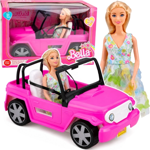 Bella-pop met roze cabriolet (30 cm)
