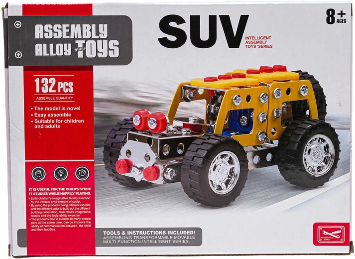 Metalen constructieset bouwpakket SUV-auto 132 onderdelen met gereedschap