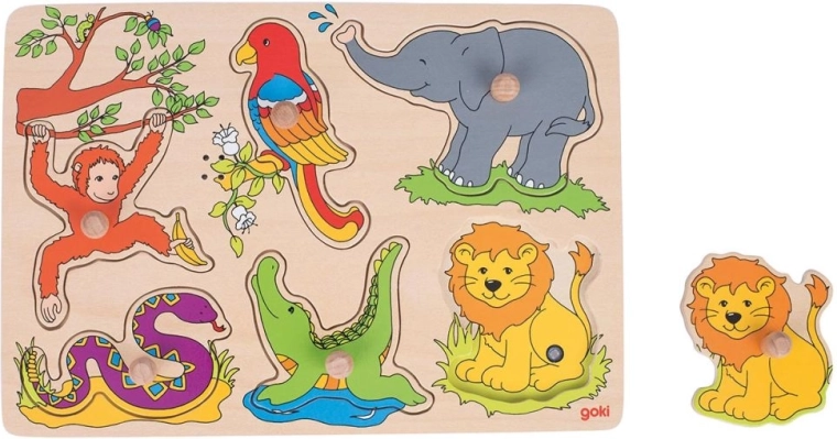 Houten geluids-puzzel – dierengeluiden uit de dierentuin