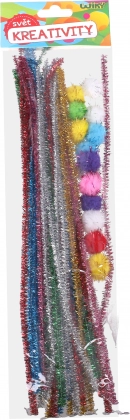 Creatieve set chenilledraad en pompons 30 stuks