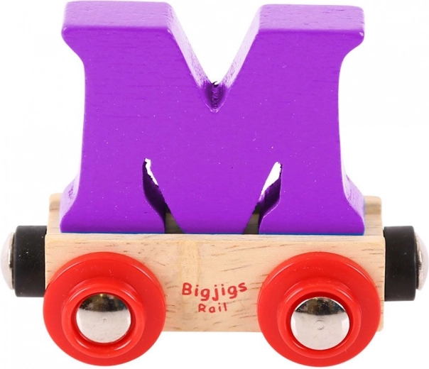 Houten wagon met de letter M BIGJIGS RAIL