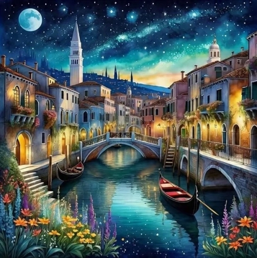 Norimpex Schilderen op nummer Venetië bij nacht 40 × 50 cm