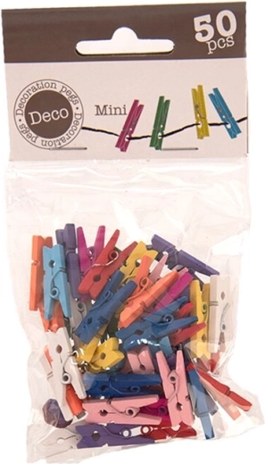 Gekleurde houten mini knijpertjes 2,5 cm (50 stuks)