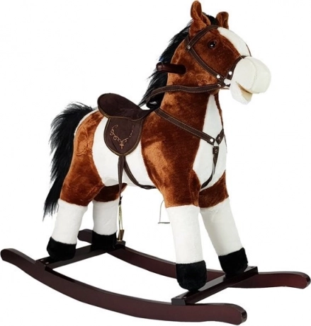 Donkerbruine hobbelpaard met geluiden en bewegingen