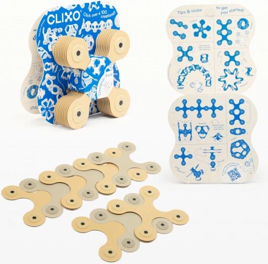 clixo designer beige en grijze magnetische bouwset 9 stuks