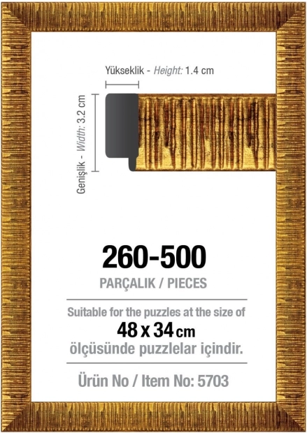 ART PUZZLE puzzellijst 48 × 34 cm goud, voor 500 stukjes