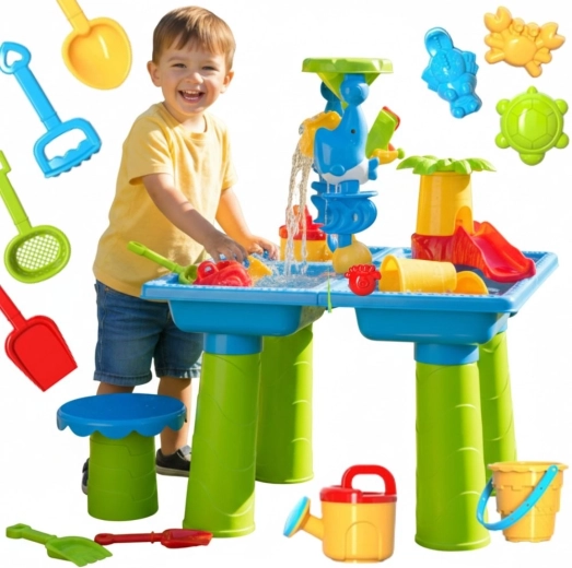 Woopie water- en zandtafel 3-in-1 met stoeltje en accessoires