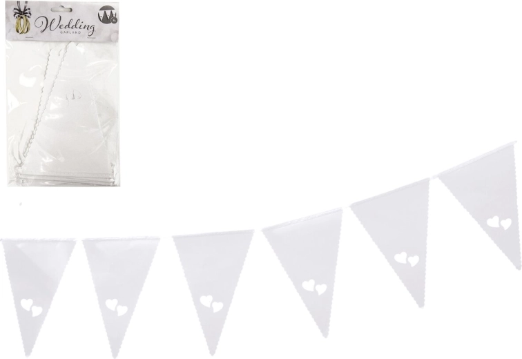 Papieren slinger witte hartjes 3 m