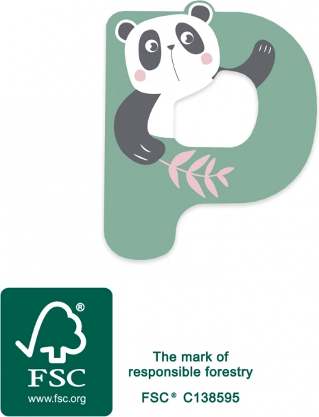 houten letter P met panda