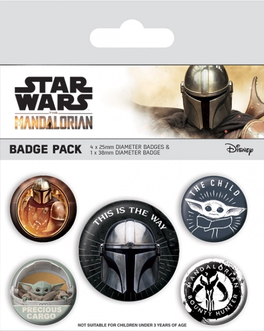 Emaillen pin MANDALORIAN – set 38 mm + 4× 25 mm