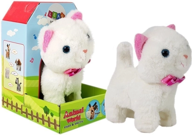 Interactieve witte kat op batterijen