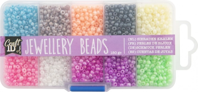 Set gekleurde kralen in organizer