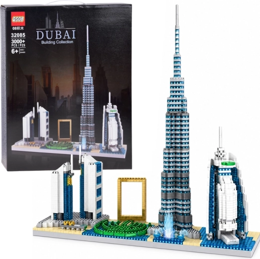 Bouwset panorama van Dubai met beroemde gebouwen, 3.000 onderdelen