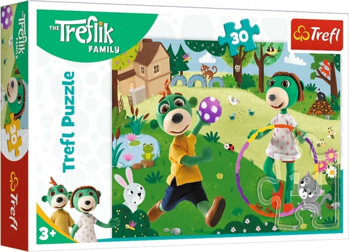 Puzzel 30 stukjes – De Familie Treflik: Actieve dag