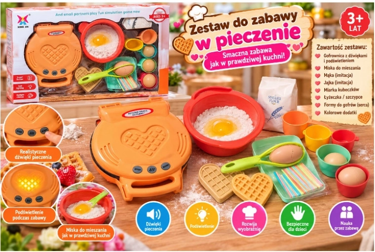 Kindervafelijzer met accessoires