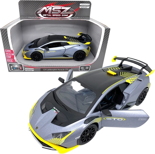 Metalen model 1:24 LAMBORGHINI Huracán STO zilvergrijs