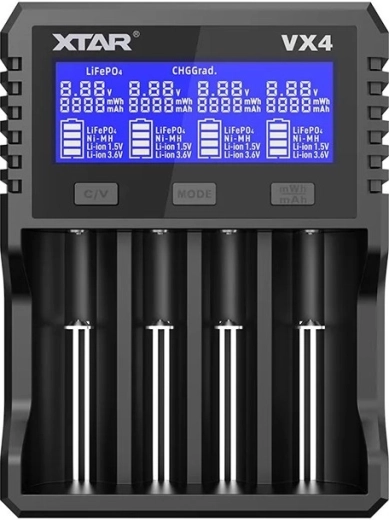 Universele acculader XTAR VX4 v2 voor Li-ion/Ni-MH/LiFePO4