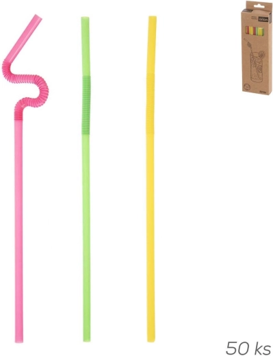 Herbruikbare plastic rietjes 24 cm met lang flexibel scharnier, mix kleuren, 50 stuks