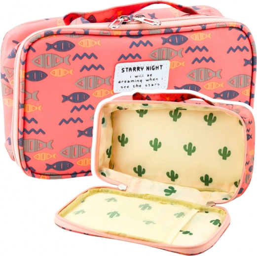 Školní penál růžový s rybou