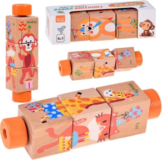 Houten draaipuzzel met dieren